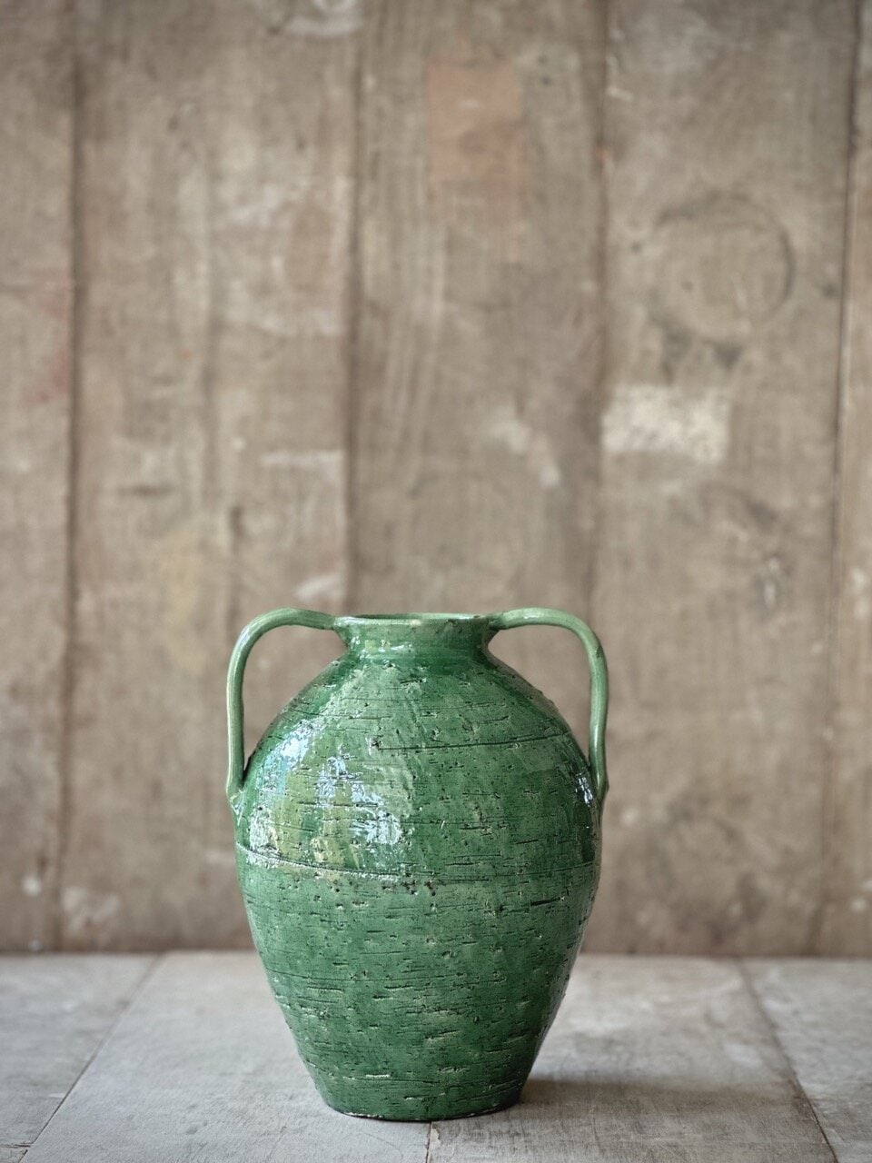 CIO vase with handles, light green glazed