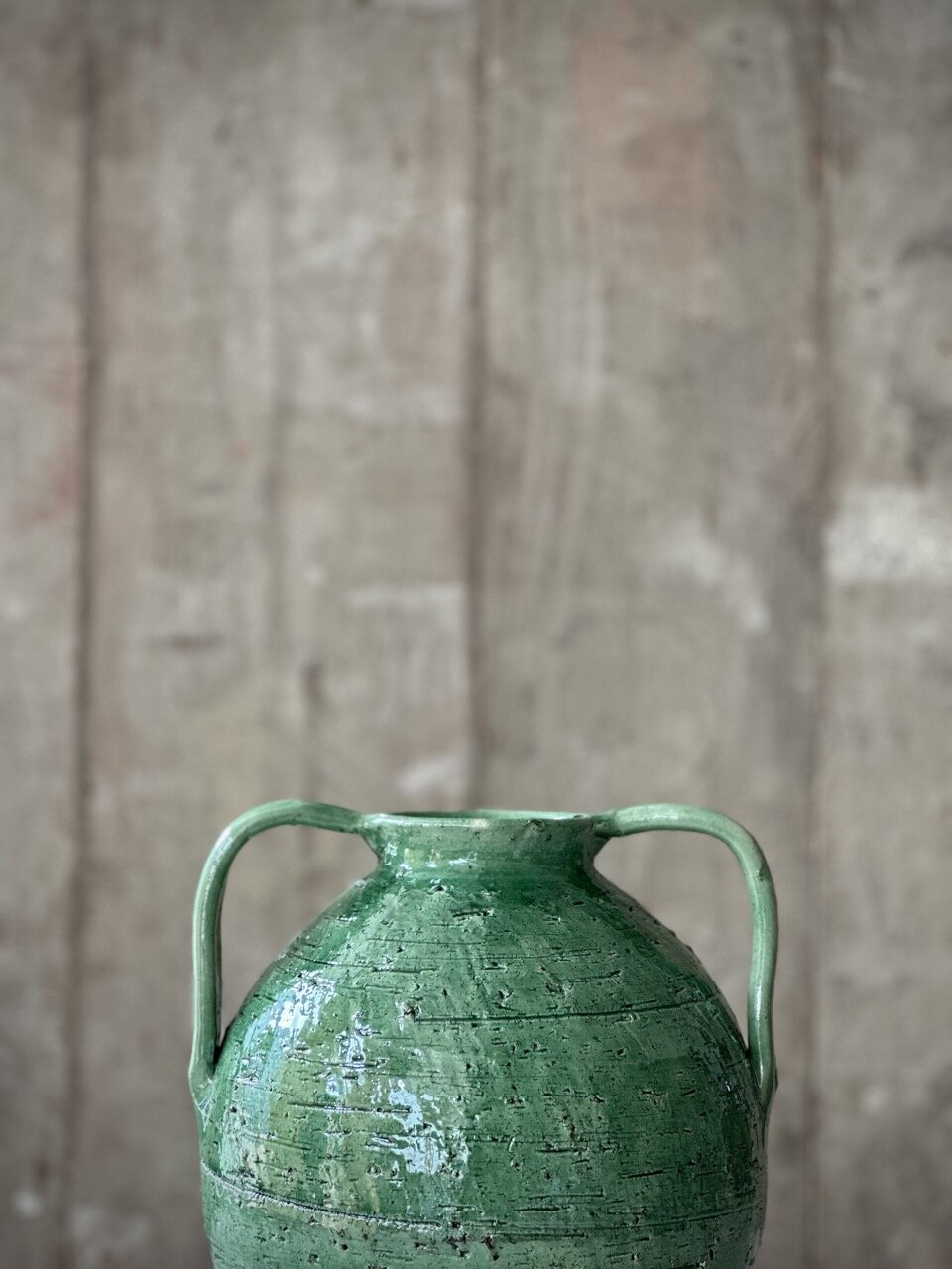 CIO vase with handles, light green glazed
