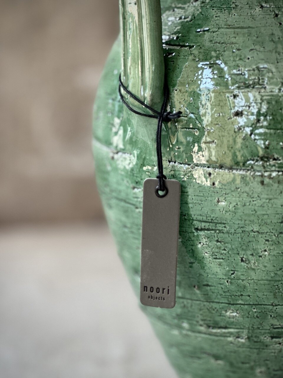 CIO vase with handles, light green glazed