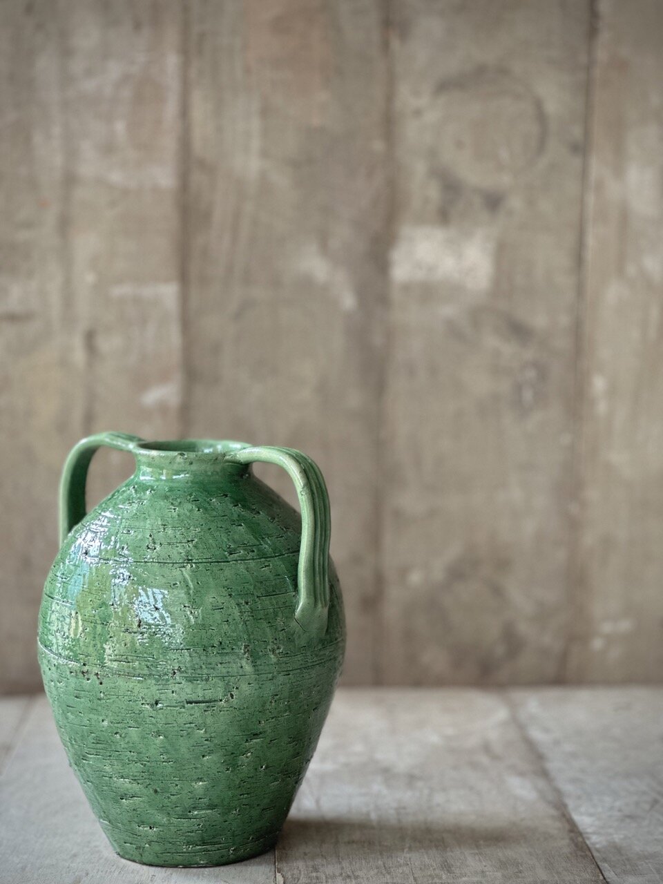 CIO vase with handles, light green glazed