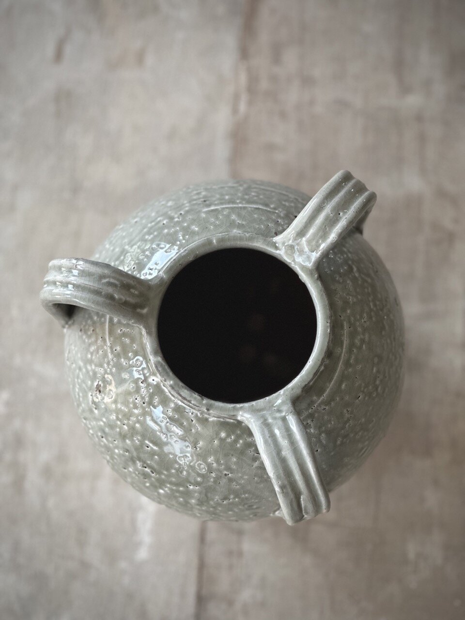 VIZ vase with handles, light taupe glazed