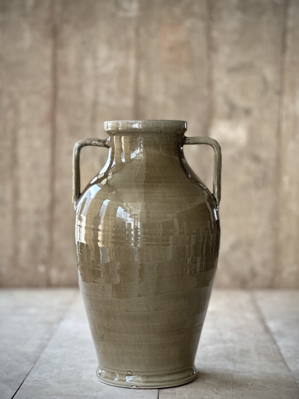 SEY vase with handles, taupe glazed