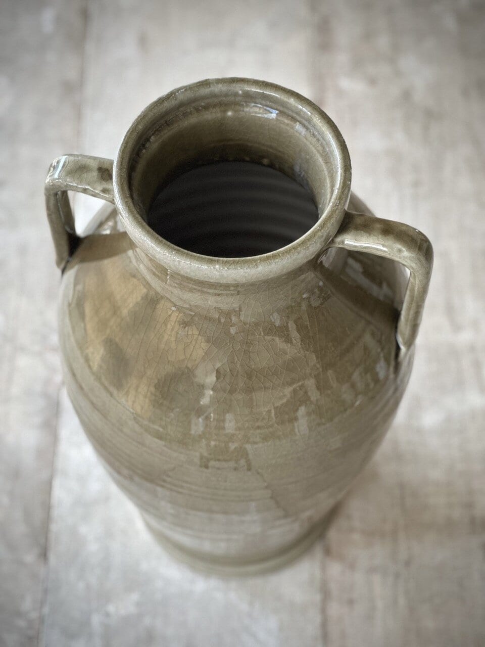 SEY vase with handles, taupe glazed