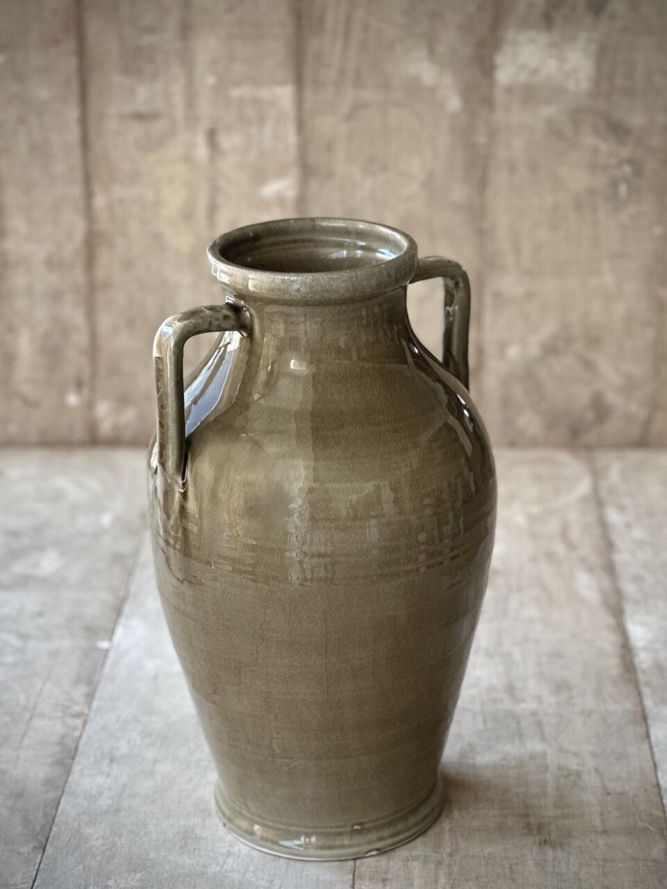 SEY vase with handles, taupe glazed