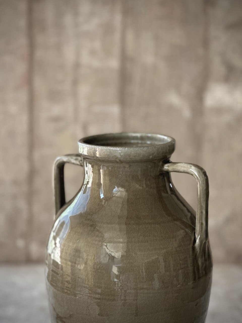 SEY vase with handles, taupe glazed