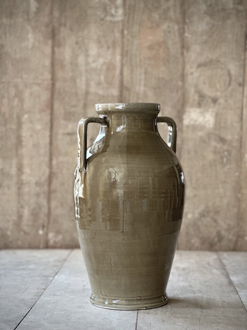 SEY vase with handles, taupe glazed