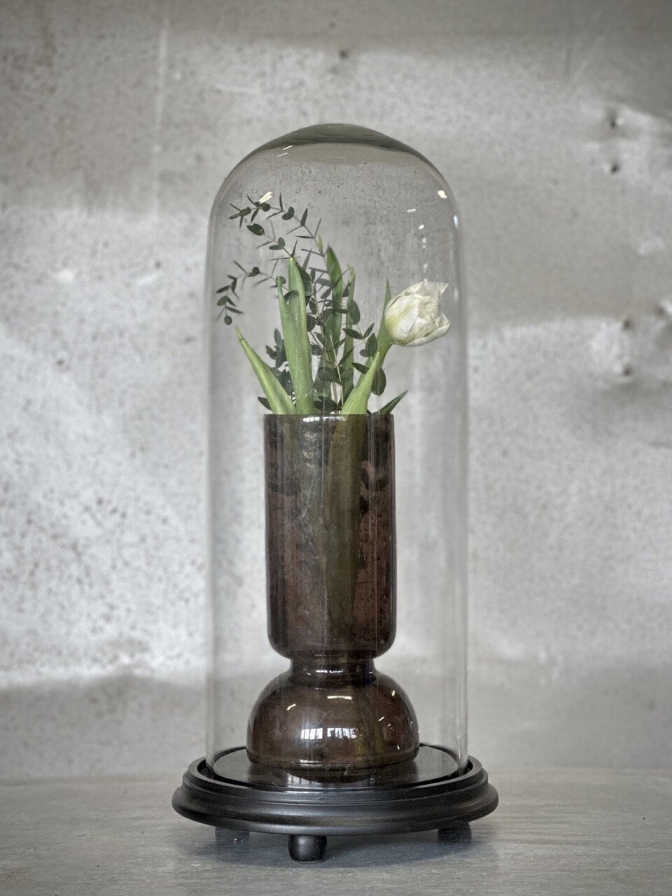 VALLON large round glass dome with black base