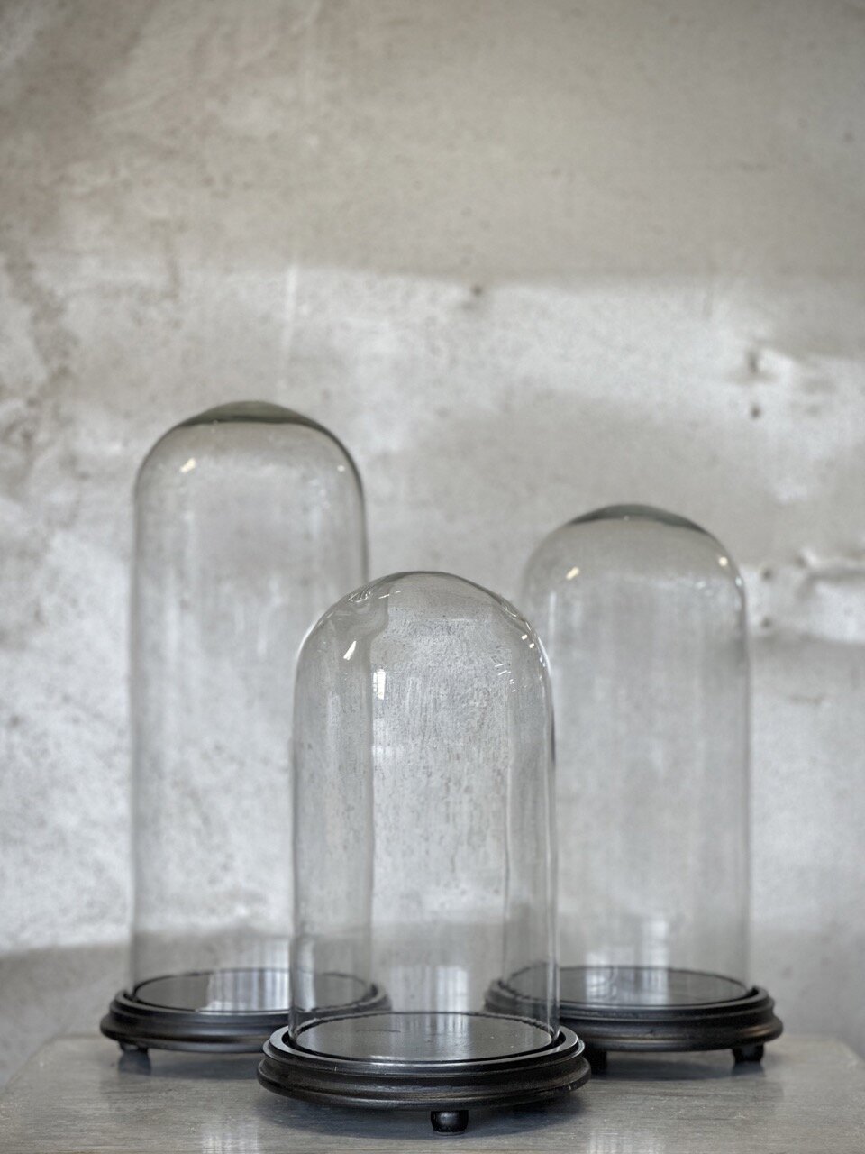 VALLON large round glass dome with black base