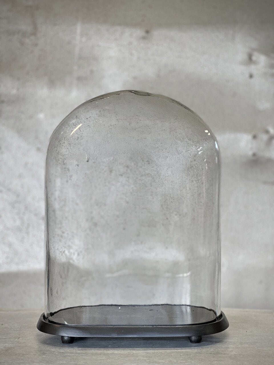 MAZA oval glass dome with black base