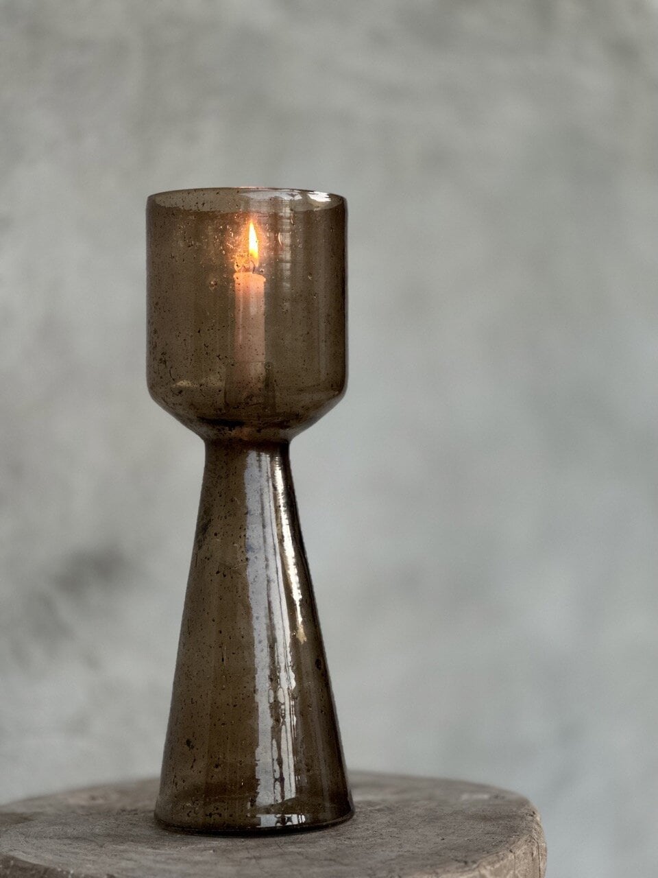 NOVI candle holder - vase, smoke bubble glass