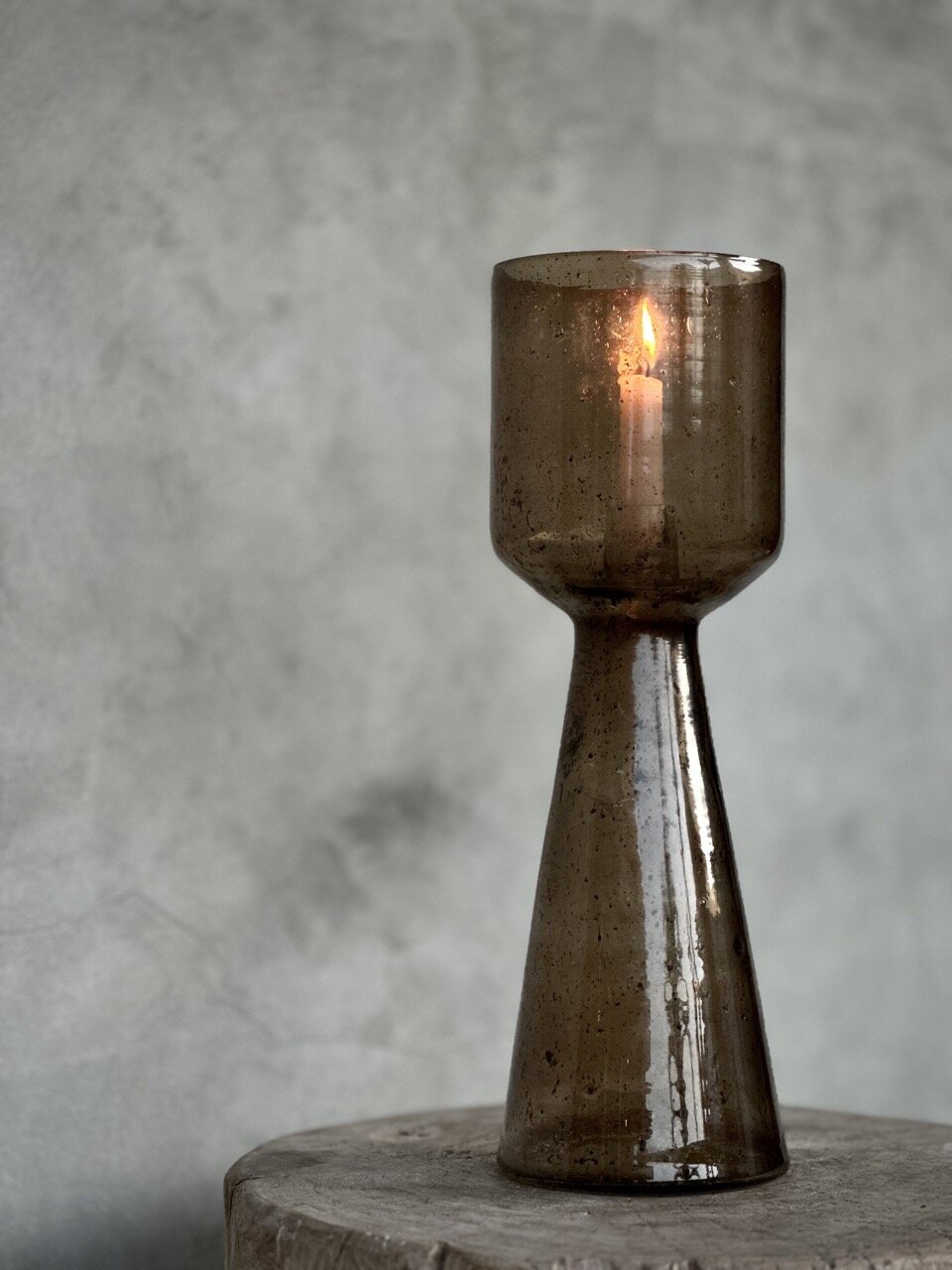 NOVI candle holder - vase, smoke bubble glass