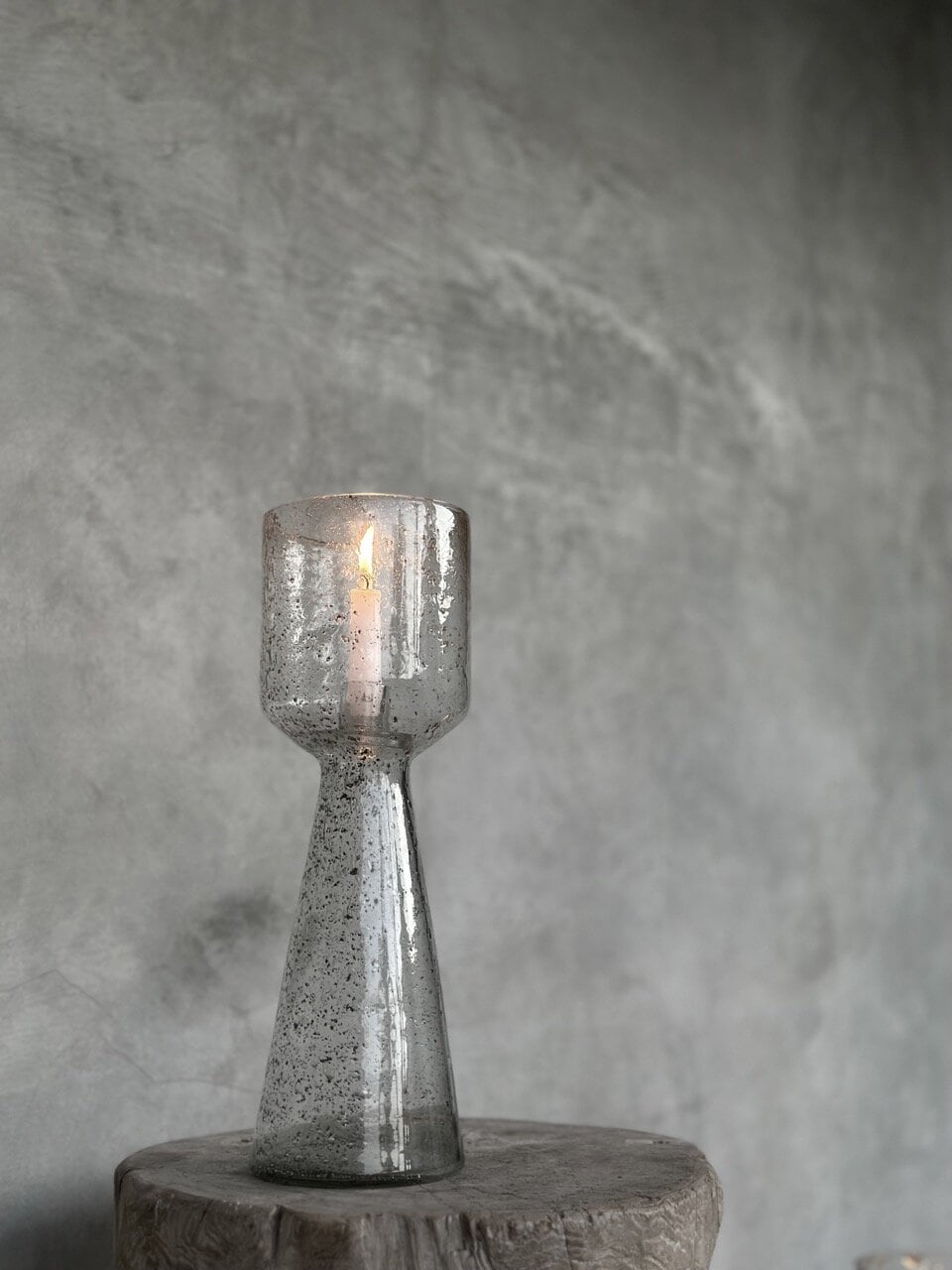 NOVI candle holder - vase, clear bubble glass