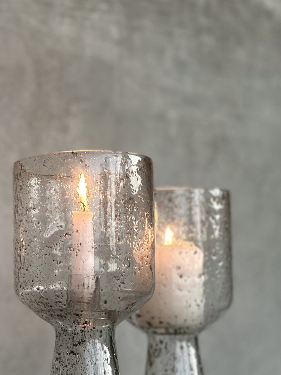 NOVI candle holder - vase, clear bubble glass