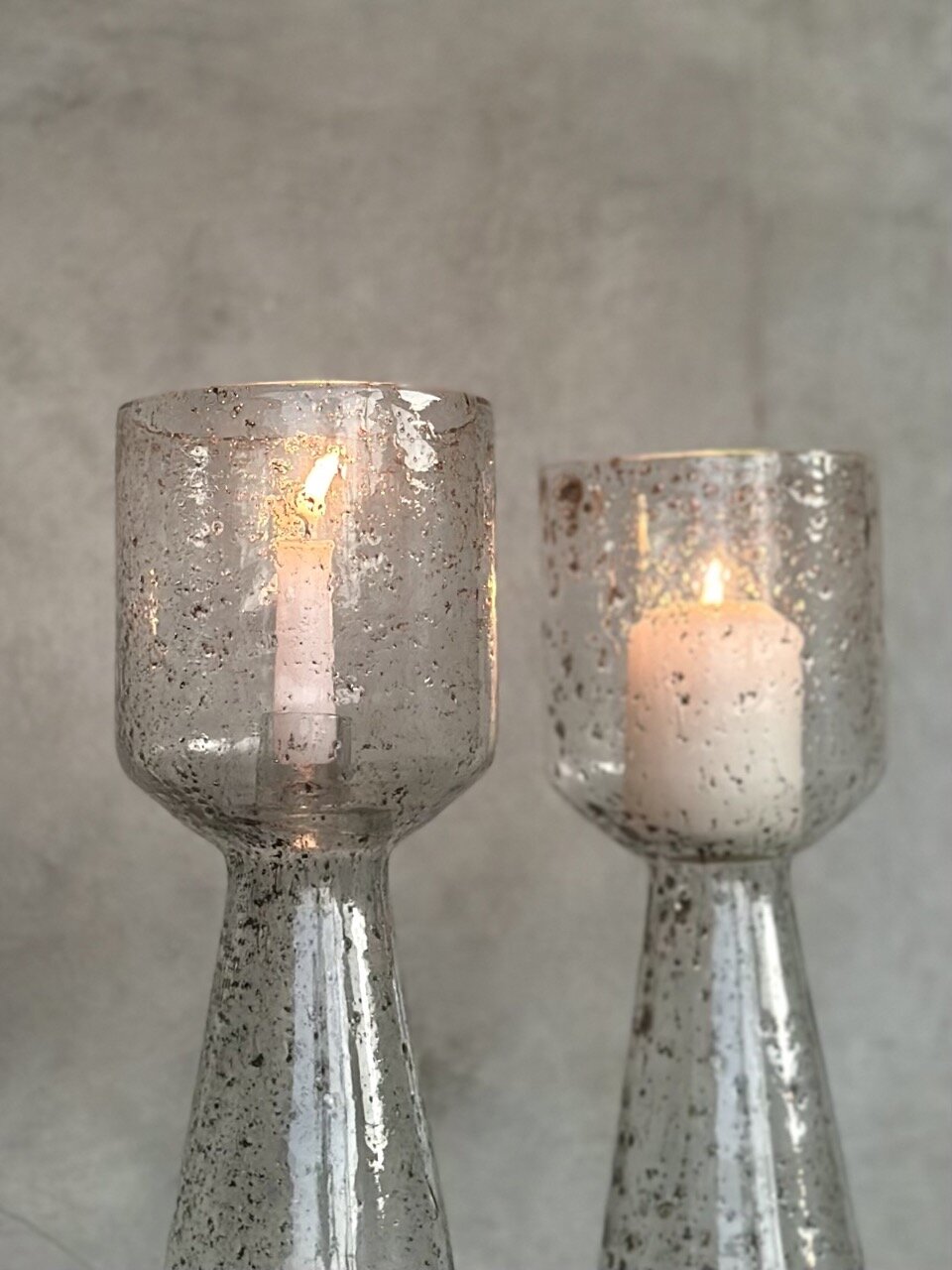 NOVI candle holder - vase, clear bubble glass