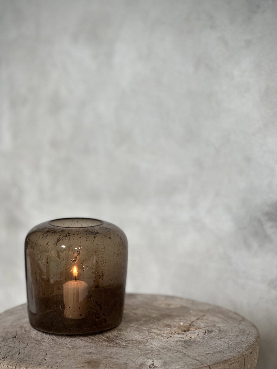 EVI small candle holder, smoke bubble glass