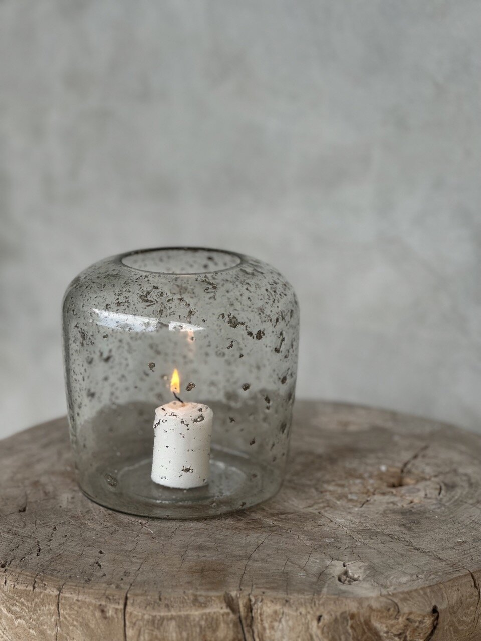 EVI small candle holder, clear bubble glass
