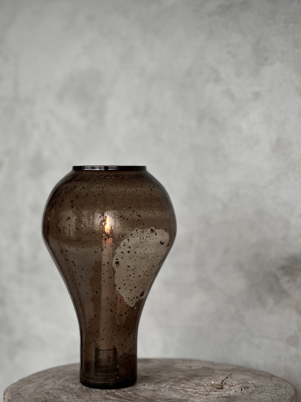 NURI candle holder, smoke bubble glass 