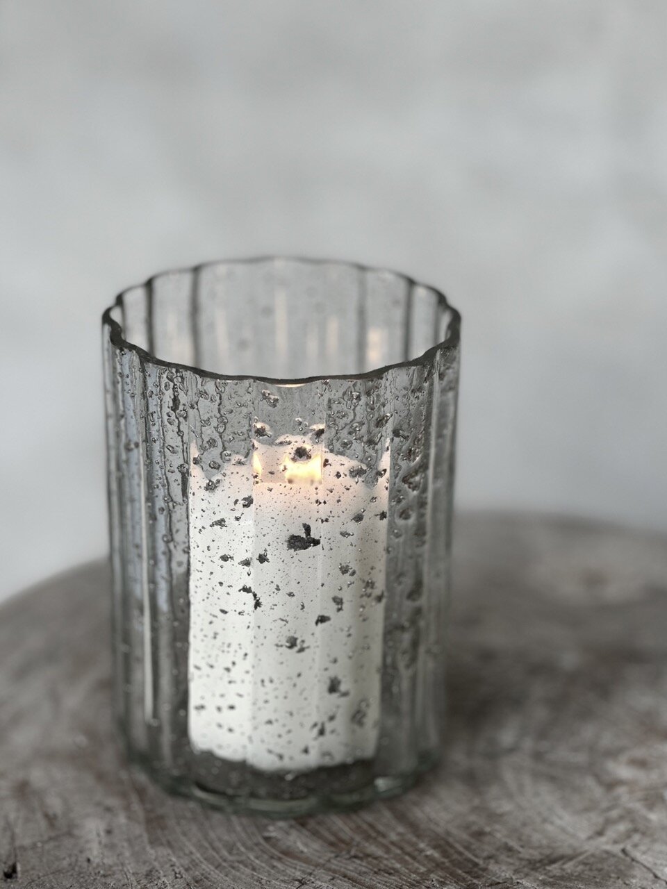 RIO candle holder, clear bubble glass