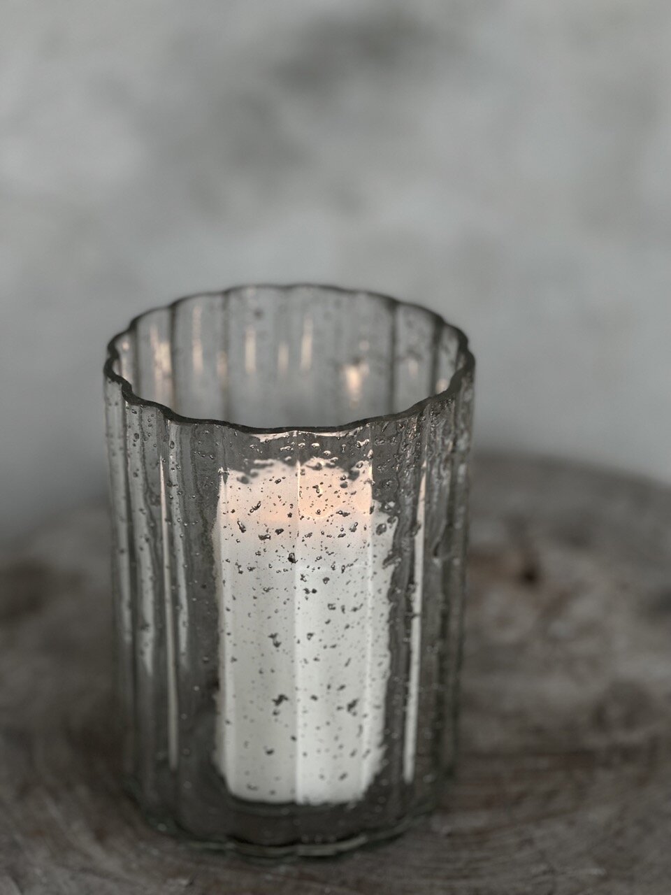 RIO candle holder, clear bubble glass