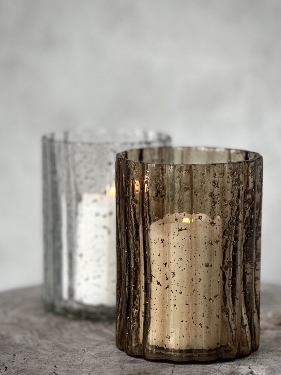 RIO candle holder, smoke bubble glass