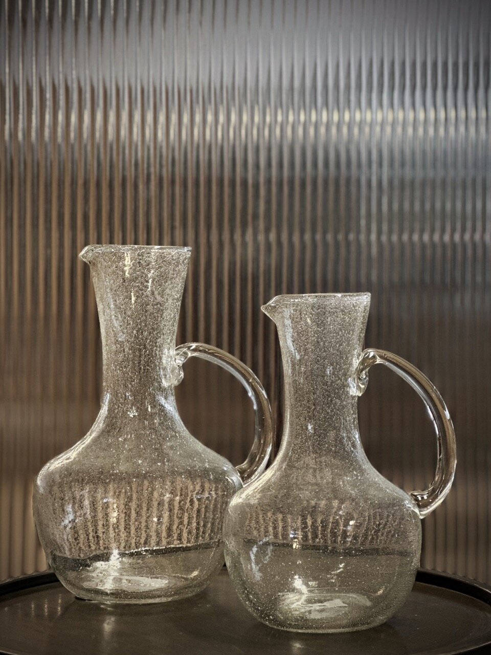 RIVIERA medium glass pitcher, clear bubble glass