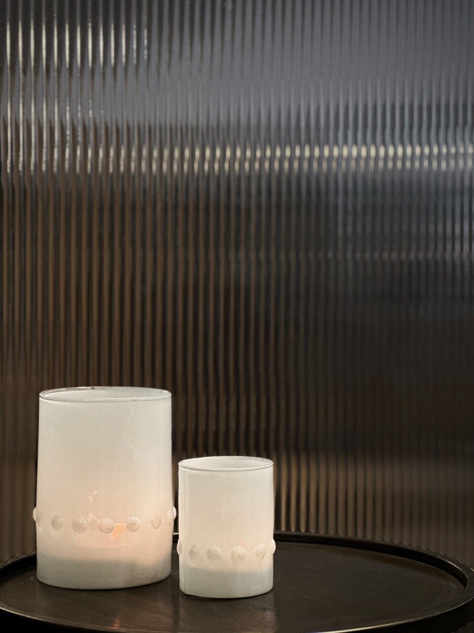 DOTTY large glass candle holder - vase, white