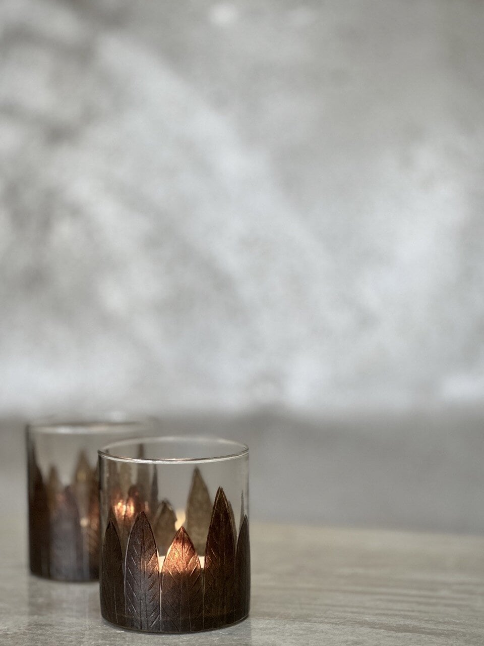 TODO small tea light holder with leaf, clear glass