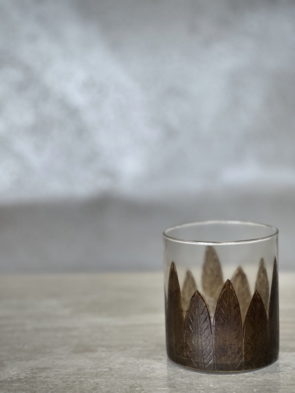 TODO small tea light holder with leaf, clear glass