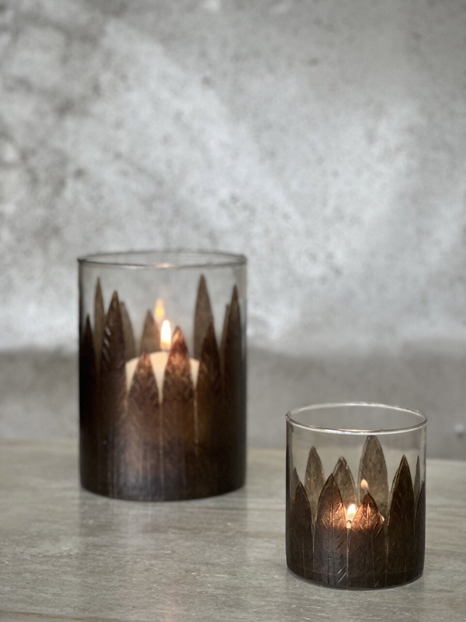 TODO small tea light holder with leaf, clear glass