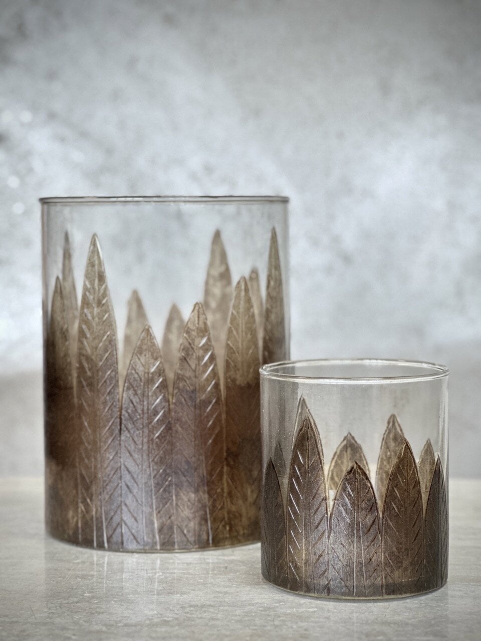 TODO small tea light holder with leaf, clear glass