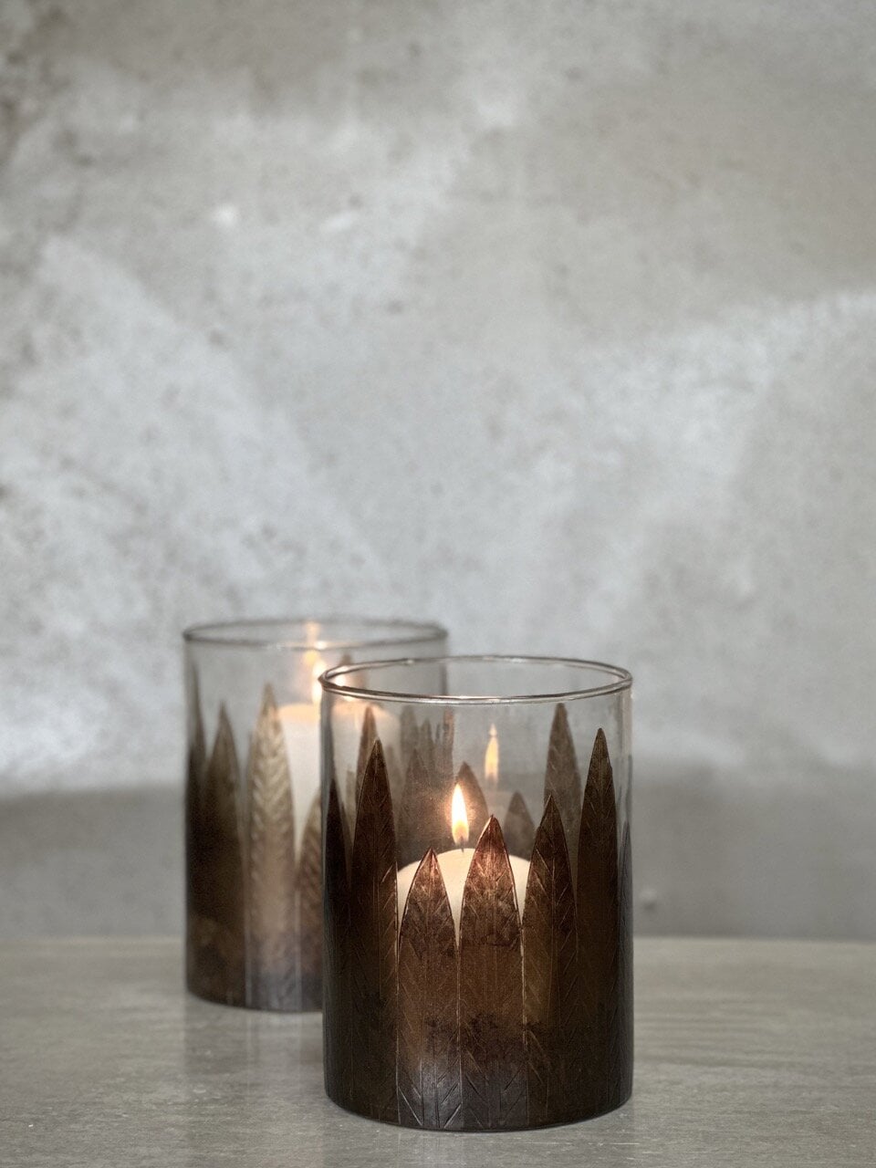 TODO large tea light holder with leaf, clear glass