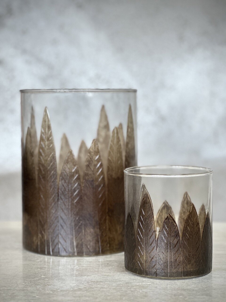 TODO large tea light holder with leaf, clear glass