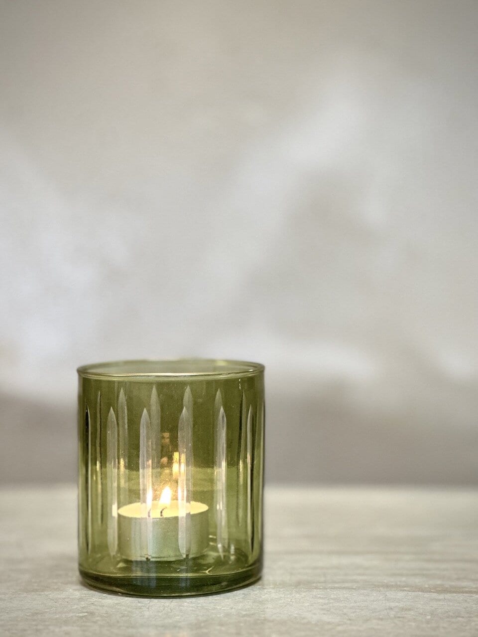 REGO tea light candle holder, light green with cutting