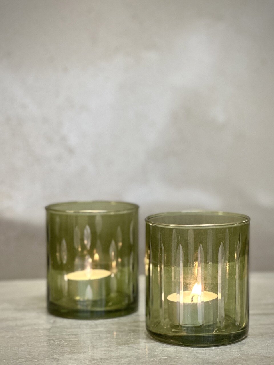 REGO tea light candle holder, light green with cutting