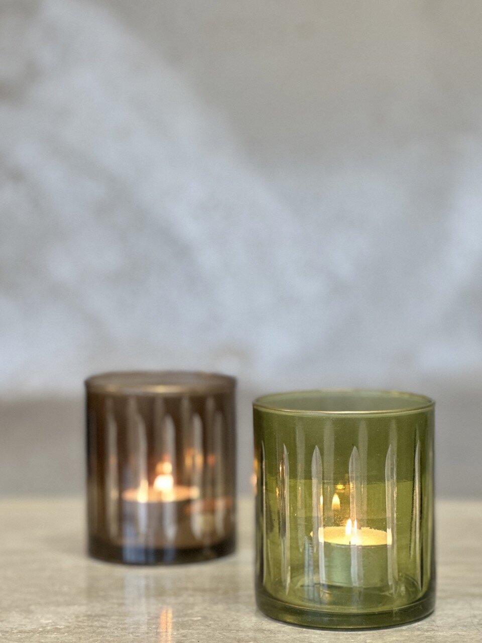REGO tea light candle holder, light green with cutting