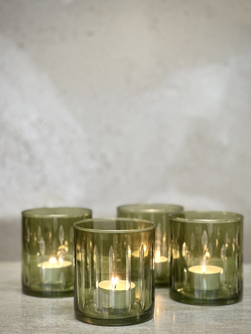 REGO tea light candle holder, light green with cutting