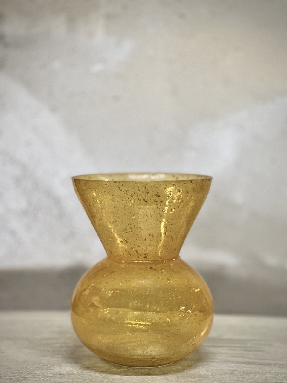 MIRO glass vase, opaque yellow with stone finish
