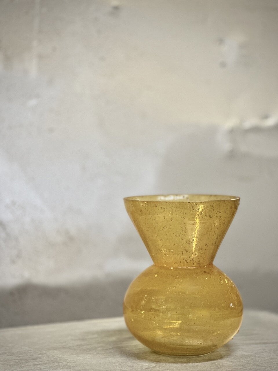 MIRO glass vase, opaque yellow with stone finish