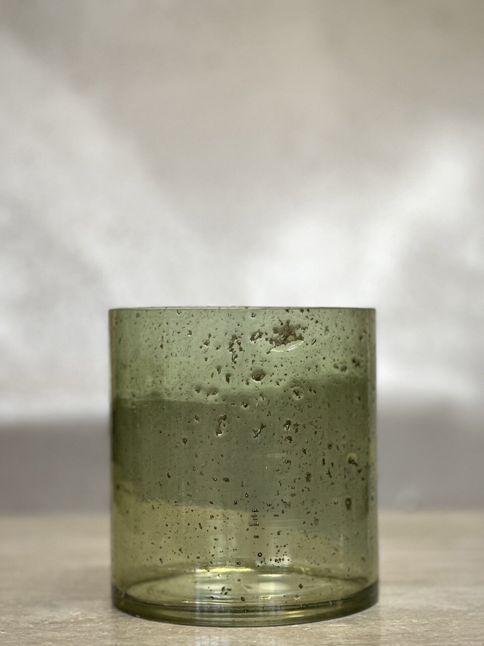 MARI large tea light candle holder, light green with stone finish
