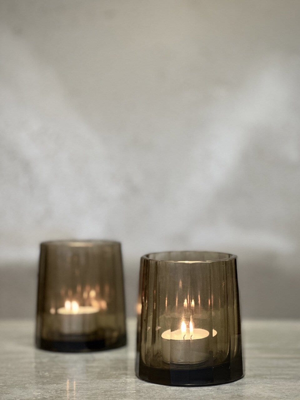 PIDO small tea light candle holder, light smoke colour