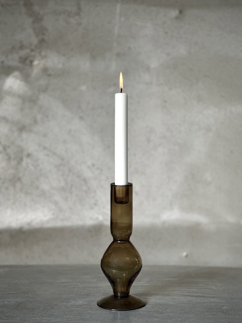 AMI small glass candle holder, olive green