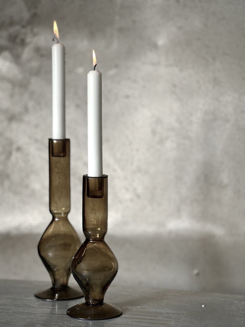 AMI small glass candle holder, olive green