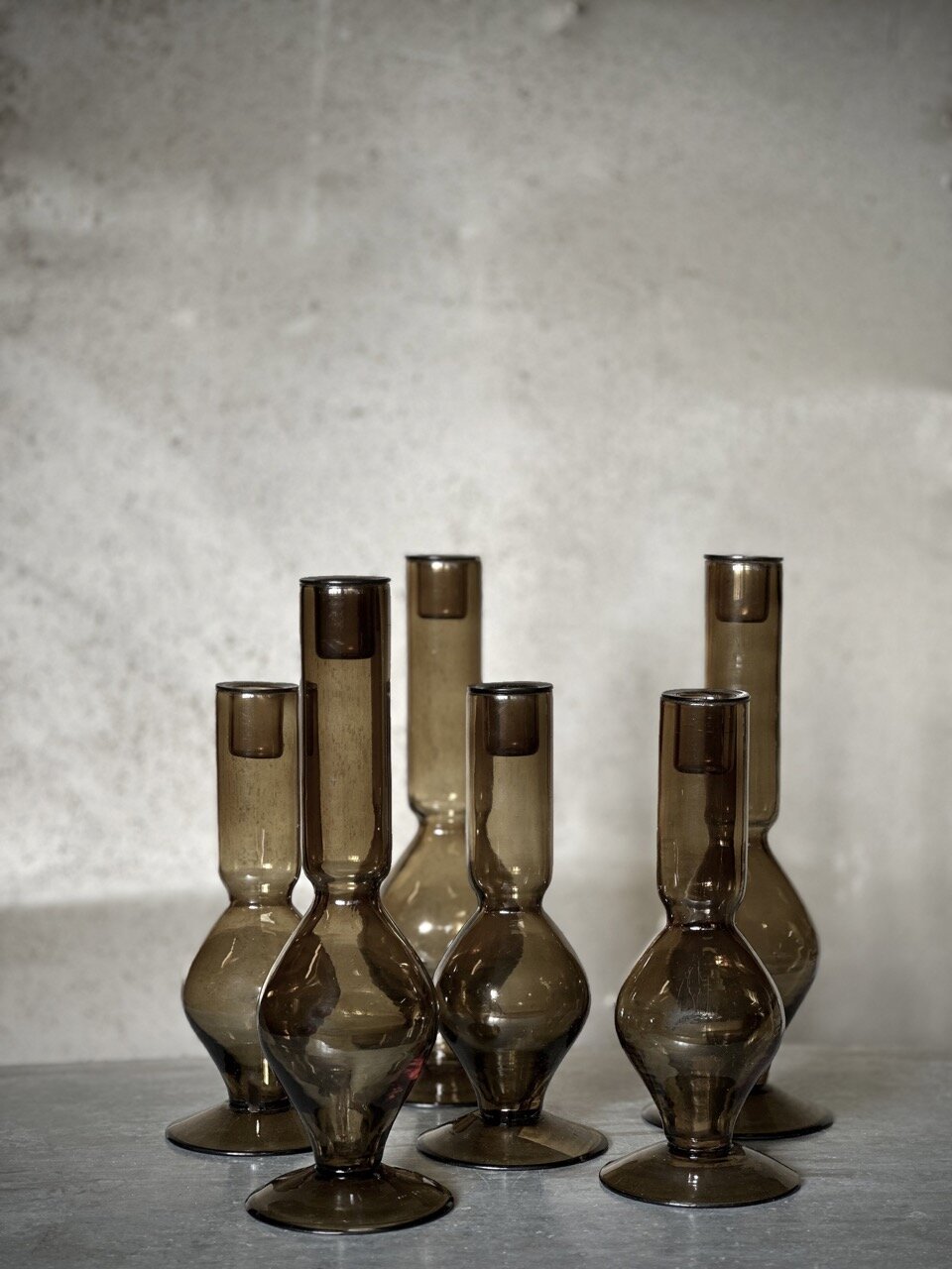 AMI small glass candle holder, olive green