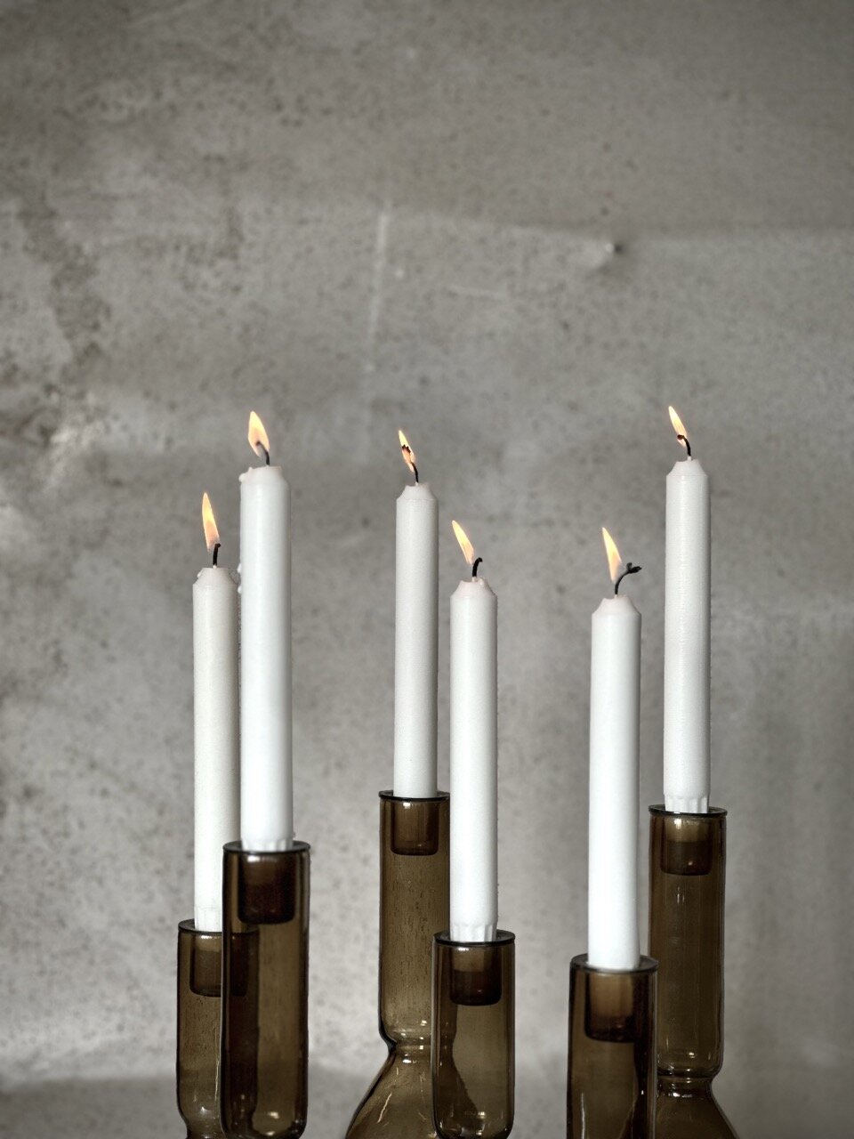 AMI small glass candle holder, olive green