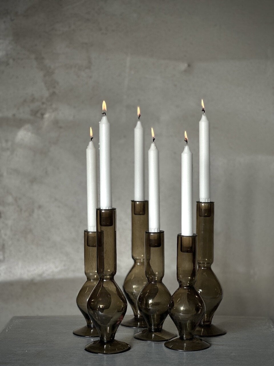 AMI small glass candle holder, olive green