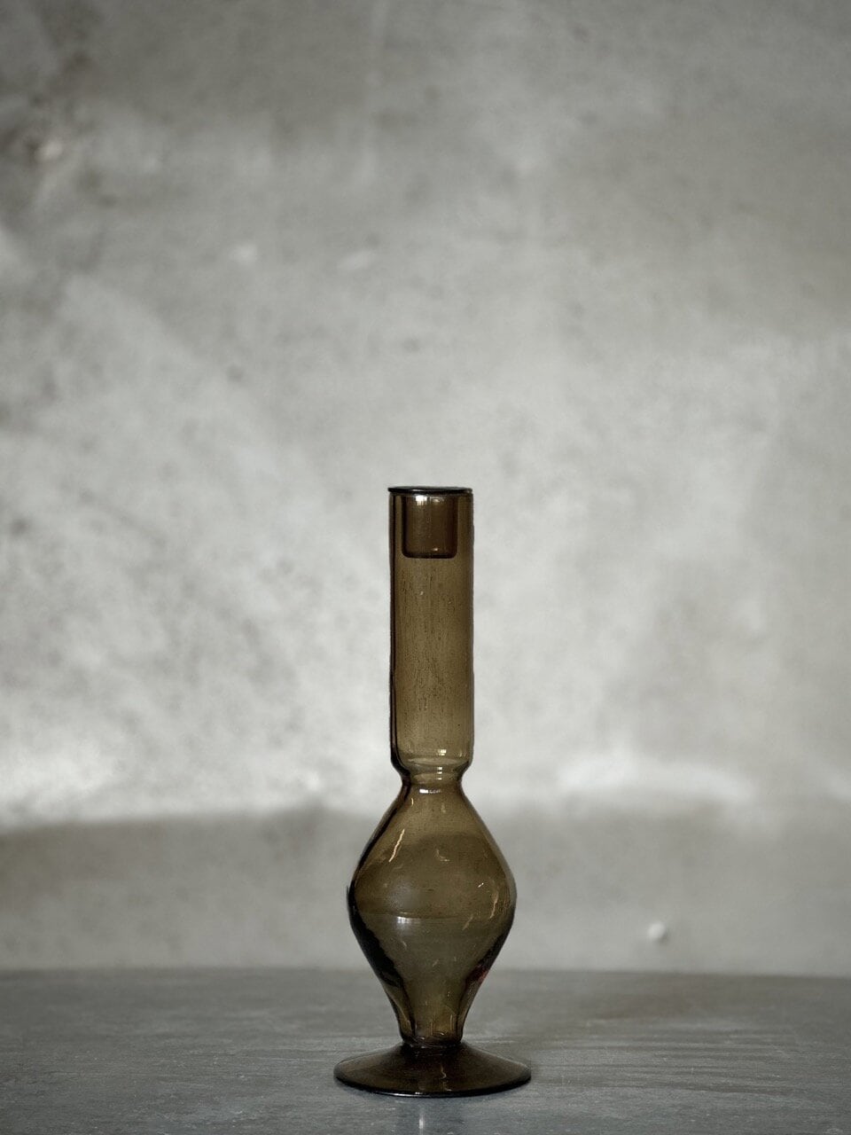 AMI large glass candle holder, olive green