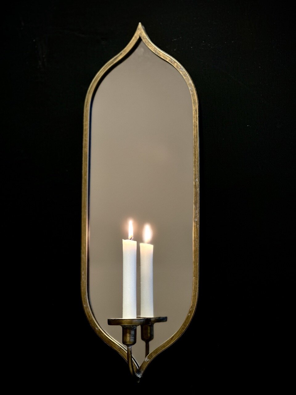 PRIJA wall mirror - candle holder,  antique gold