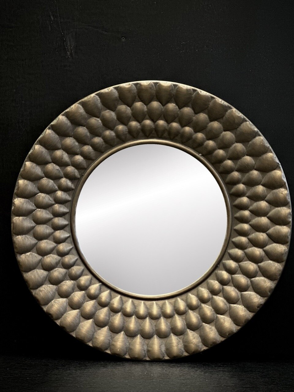 MATAHARI round wall mirror, antique brass - gold