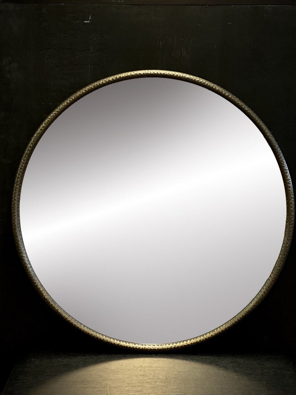 MAX large round wall mirror, antique brass - gold