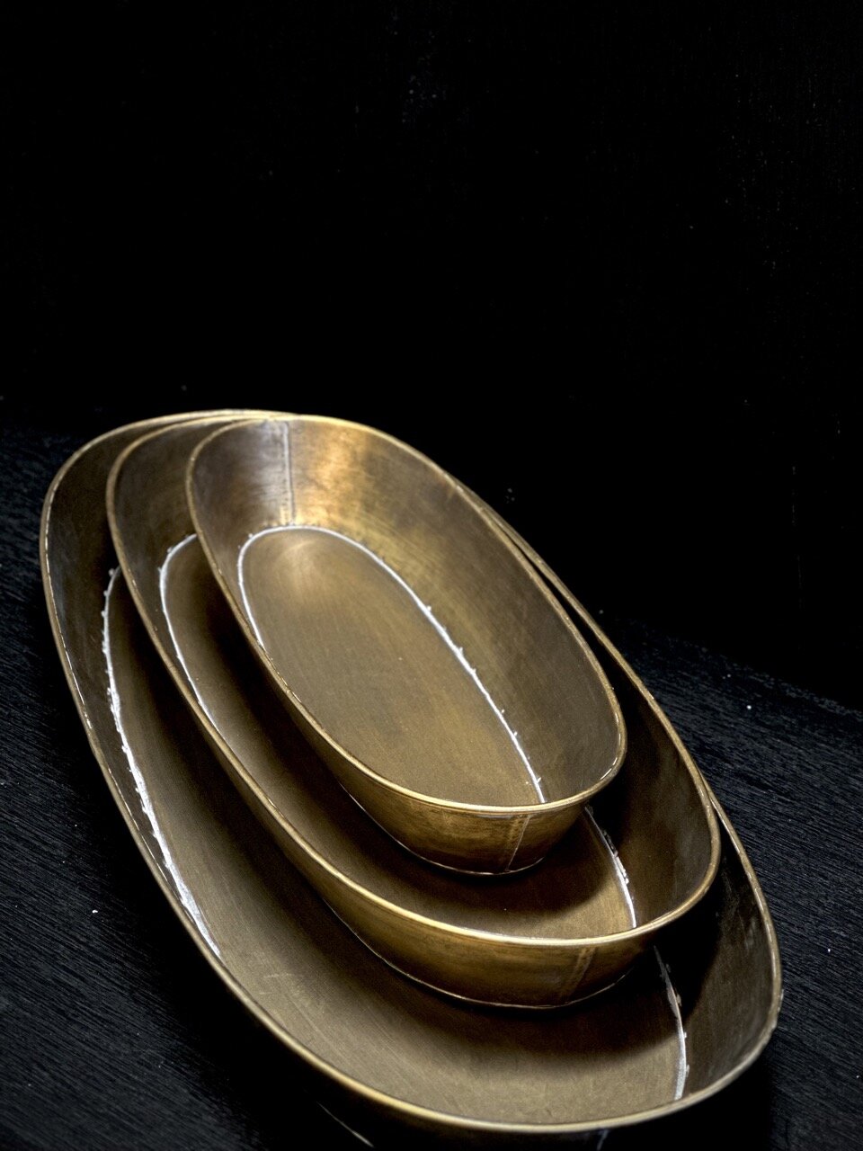 SOPHIE set of 3 oval plates, antique gold